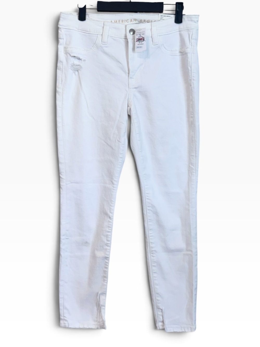 American Eagle White Destructed Next Level Stretch Skinny Jeans Size 8 Short NW